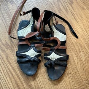 Balenciaga Black, White and Brown Sandals